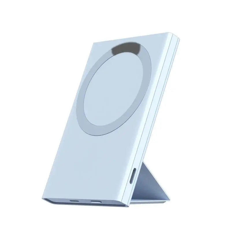 Strong Magnetic Wireless Charging Leather Holderpower Bank 5000mah Battery Pack for iPhone 14 13 12 Series Back up Battery Pack