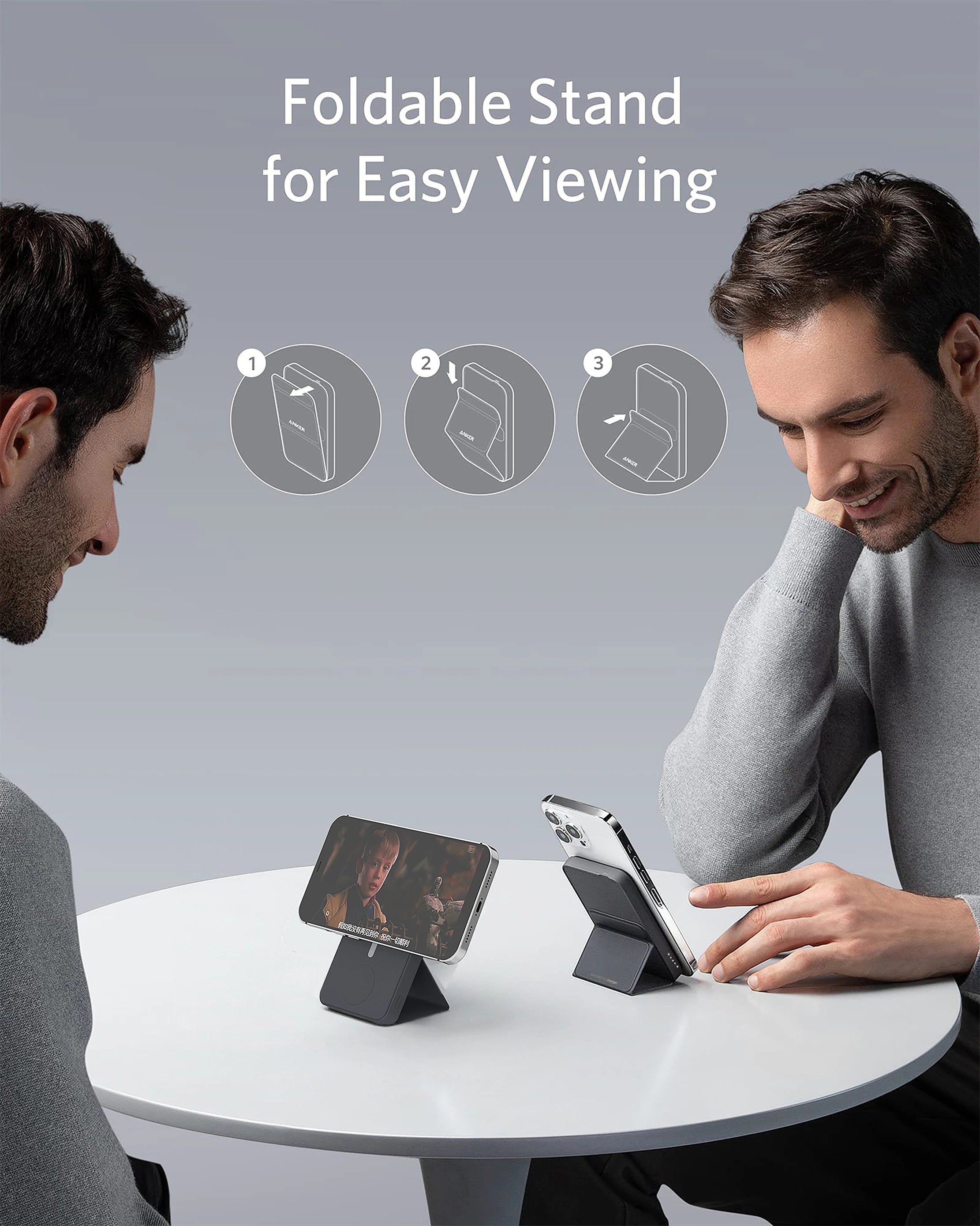 Strong Magnetic Wireless Charging Leather Holderpower Bank 5000mah Battery Pack for iPhone 14 13 12 Series Back up Battery Pack